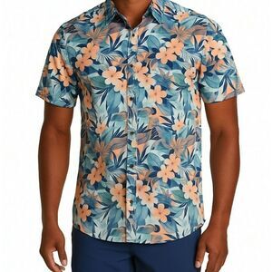 Hurley Floral Hawaiian Button Down Short Sleeve Casual Shirt - Size Large